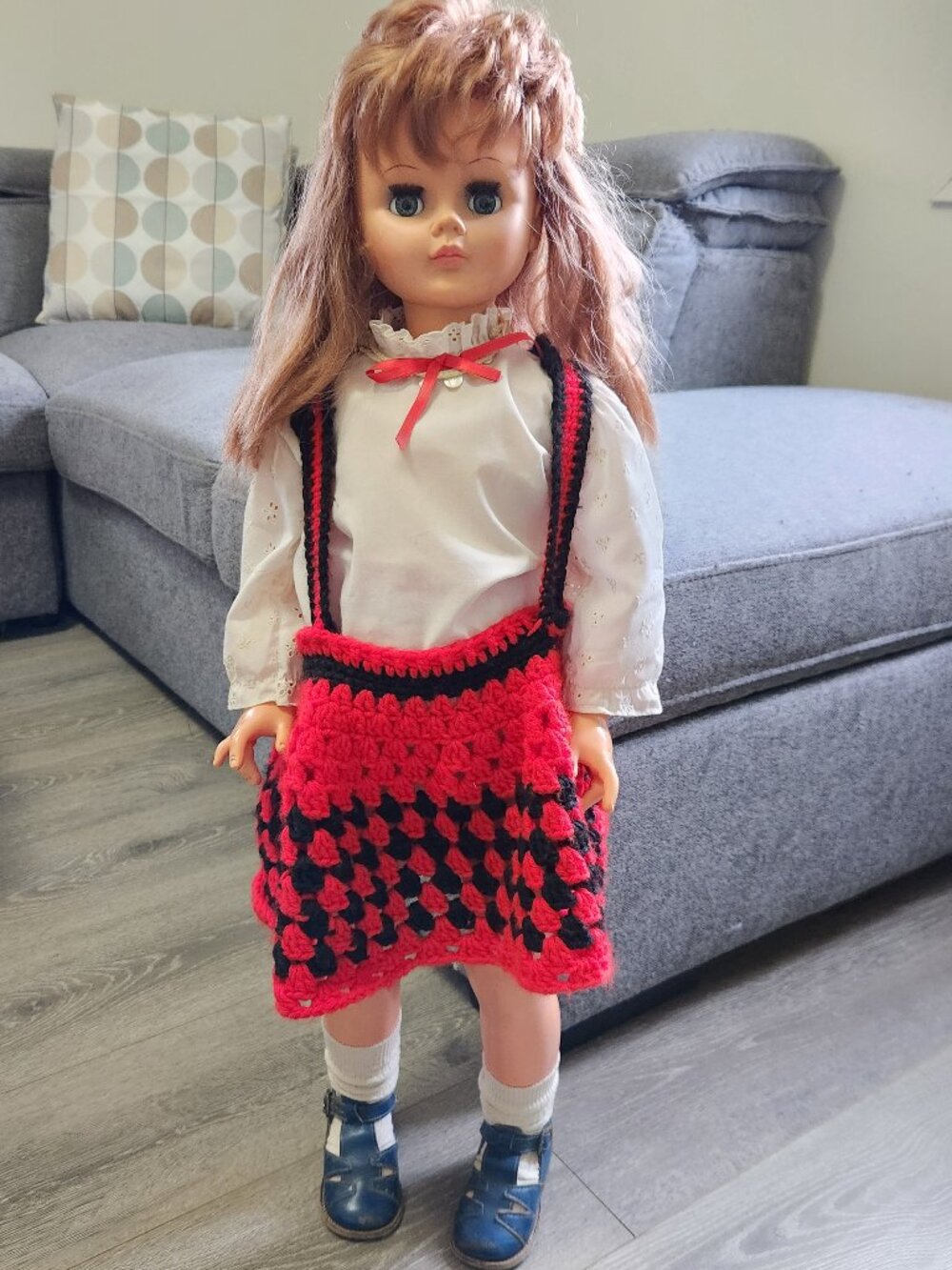 Vintage Regal Toy 32" Doll Canada Light Auburn Hair Blue Sleep Eyes Vinyl